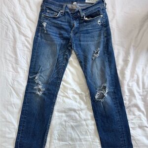 rag & bone Blue Distressed Boyfriend Jeans